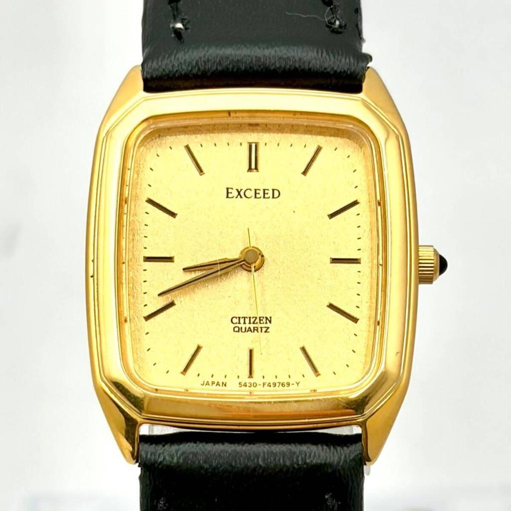 Used [New Battery] CITIZEN EXCEED Ladies Watch Rectangular Gold 5437-F44484 209366 New Strap