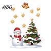 Winter Holiday Glass Decals Christmas Window Static Sticker Creative Snowman Tree Pattern PVC Decal Waterproof Decorative Film Reusable Festive Wall