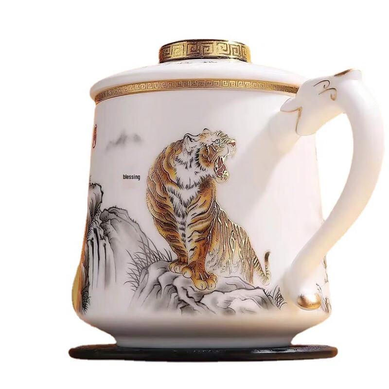 Dragon White Porcelain Master Tea Cup & Caddy Gift Set