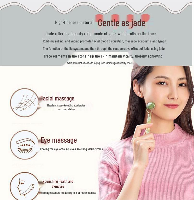 3-Piece Set: Imitation Jade & Rose Quartz Gua Sha Boards with Spiky Roller Facial Massager