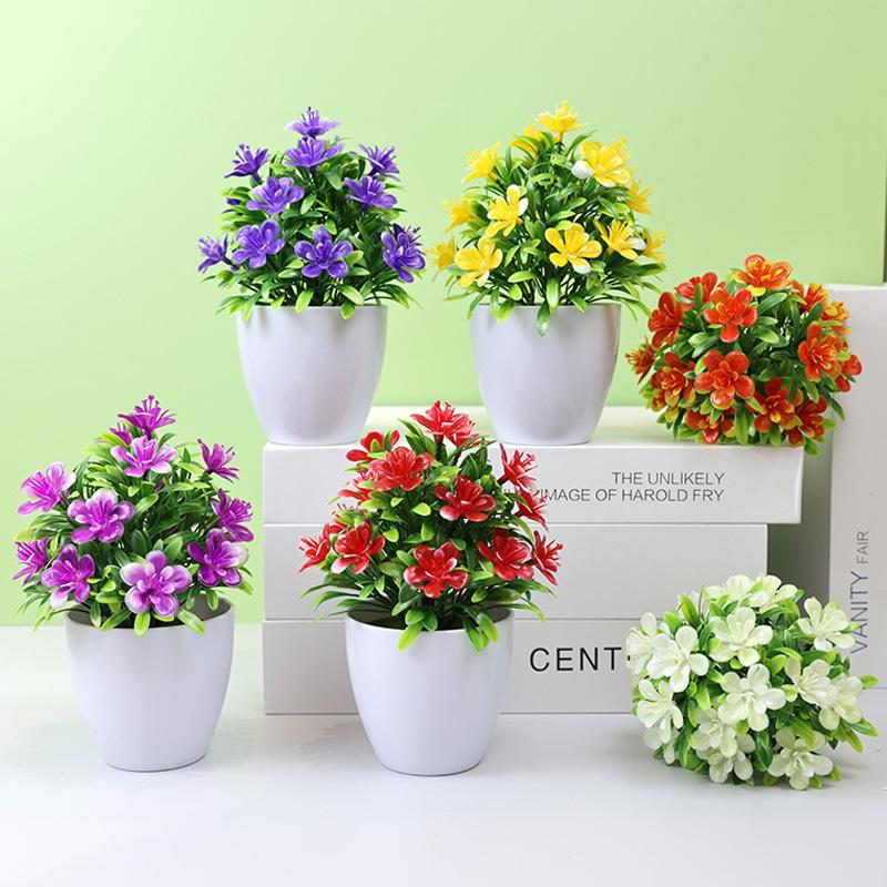 1 Stück Künstlicher Fünfblatt-Pflaumenbaum Kleine Topfpflanze - Innen/Außen Pflegeleicht Kunstblume Grünzeug für Heimdeko