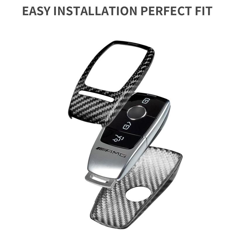 Carbon Fiber Key Shell Case Cover for Mercedes Benz AMG A220 CLS E E63S GLE350 4Matic S Car Remote Key Fob Protector Accessories