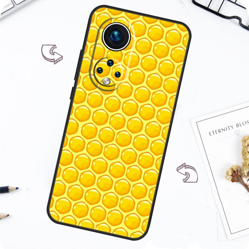 Golden Honeycomb Honey Bee Case For Honor Magic 5 6 7 Lite Honor 200 Pro X8b X9a X8a X8 X9 X9c X9b 50 70 90 Lite Cover