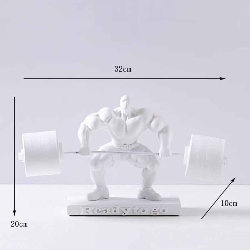 Muscle Man Weightlifting Bodybuilding Strongman Statue Resin Decoration Home Room Sculpture Ornaments Sports Gym Figurine Crafts