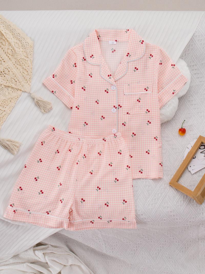 Women s Spring/Summer Printed Short-Sleeve Pajama Set – Comfortable and Stylish Homewear 120 cm