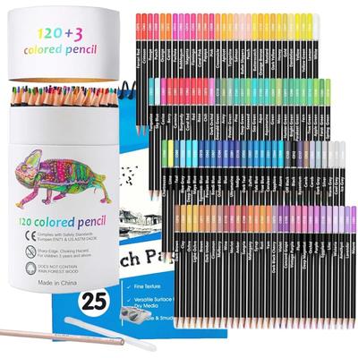 Corslet Premium Colour Pencils Set Of 120 & A5 Sketch Book 25 Sheets Pencil Colours Artists Soft Core Vibrant Color Penc