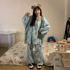 Women's Sweet Pure Cotton Pajama Set - Round Neck, Long Sleeve, Long Pants, Comfortable Home Wear for Spring & Autumn