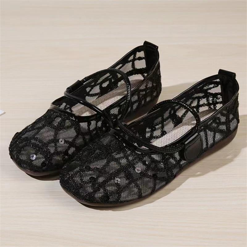 Women Flat Shoes Golden Bling Breathable Casual Shoes for Women Mary Janes Walk Drive Shoes