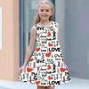Fashion girls dresses summer new round neck vest style 3D printing princess skirt