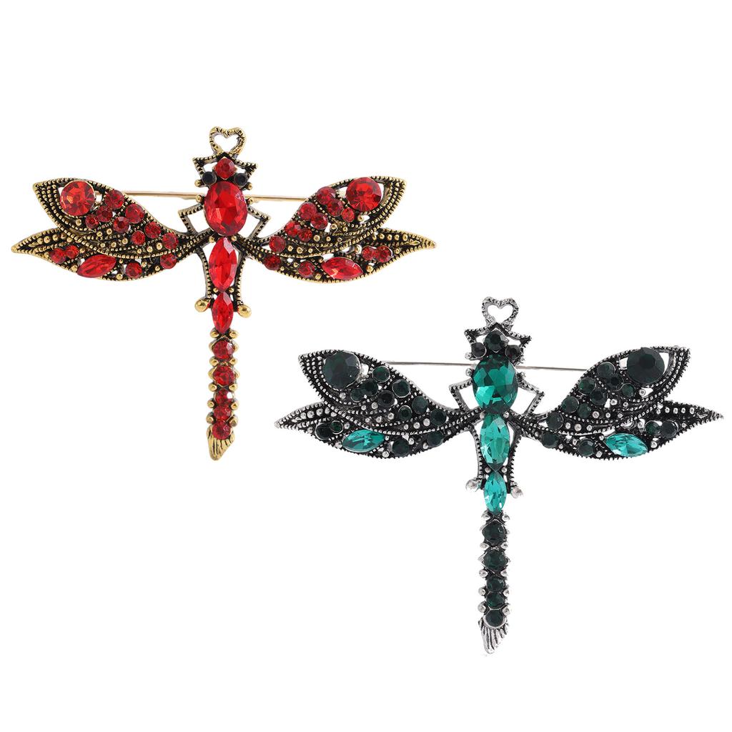 Retro vážky křišťálová brož s elegantními kamínky do klopy se zvířaty pro ženy a dívky, módní šperky