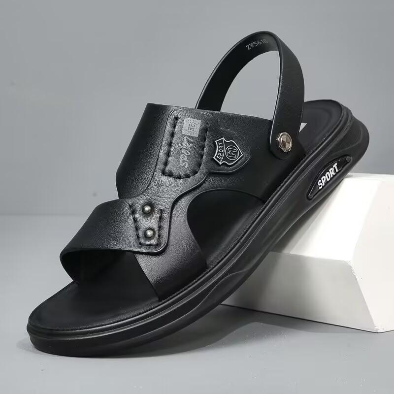 

Fashion Sandals Men Summer Comfortable Adult Men s Casual Slippers Beach Shoes For Men Non-slip Open-toe Sandals Male 38 чёрный
