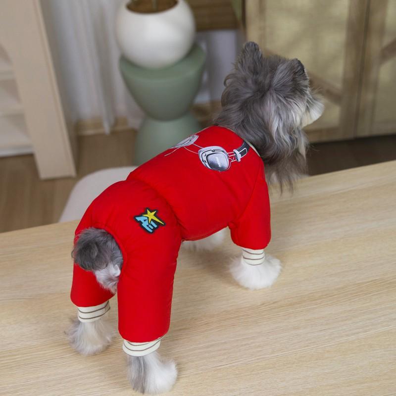 Winter Dog Four-Legged Cotton Coat Small To Large Breeds Warm Waterproof Pet Sweater In Red Blue Purple