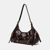 Women's Punk Motorcycle Distressed Leather Crossbody Bag with Multi-Buckle Straps and Rivet Design