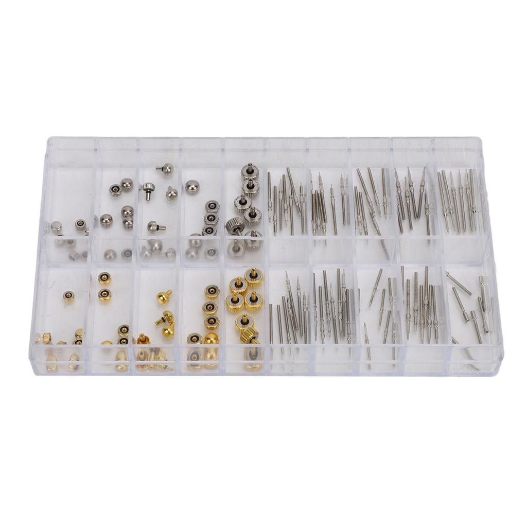 140pcs Copper Stainless Steel Watch Repair Kit Portable Watch Stem Extender Crowns Accessory Repairing Replacement Tool