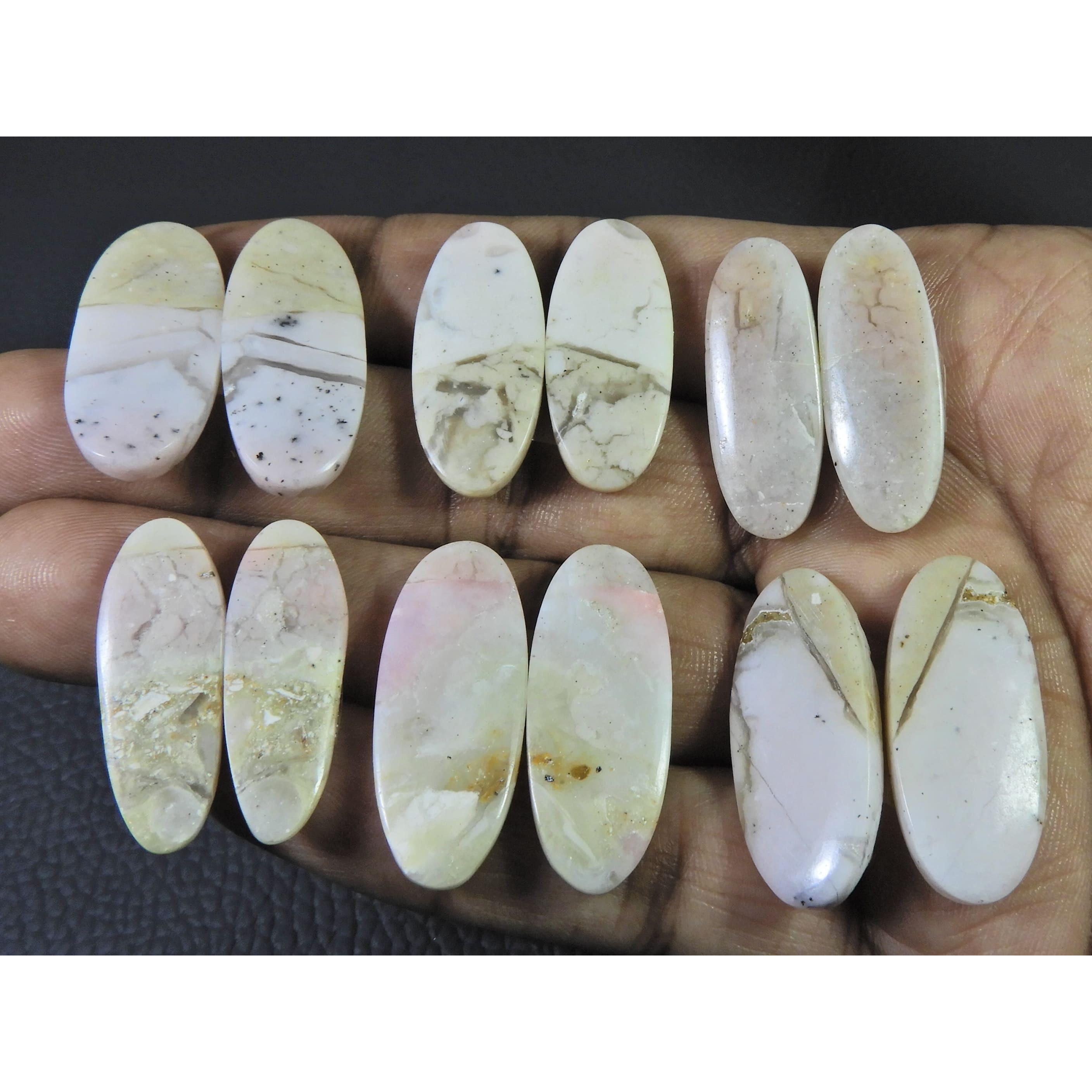 

167Cts. Натуральный розовый опал, парный, овальный кабошон, лот из 6 пар, C-449