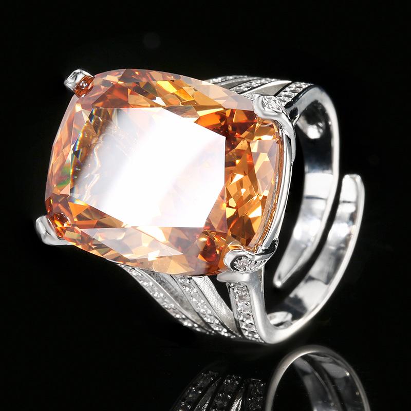 Schmuck Kupferboden Vergoldet Simulation Orange Rot Zirkonium Retro Ring Heldenstein 15 * 20