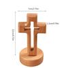 Wood Cross Ornament with Bottom Holder Decorative Figurine Decoration for School Office Bedroom Tabletop Decoration