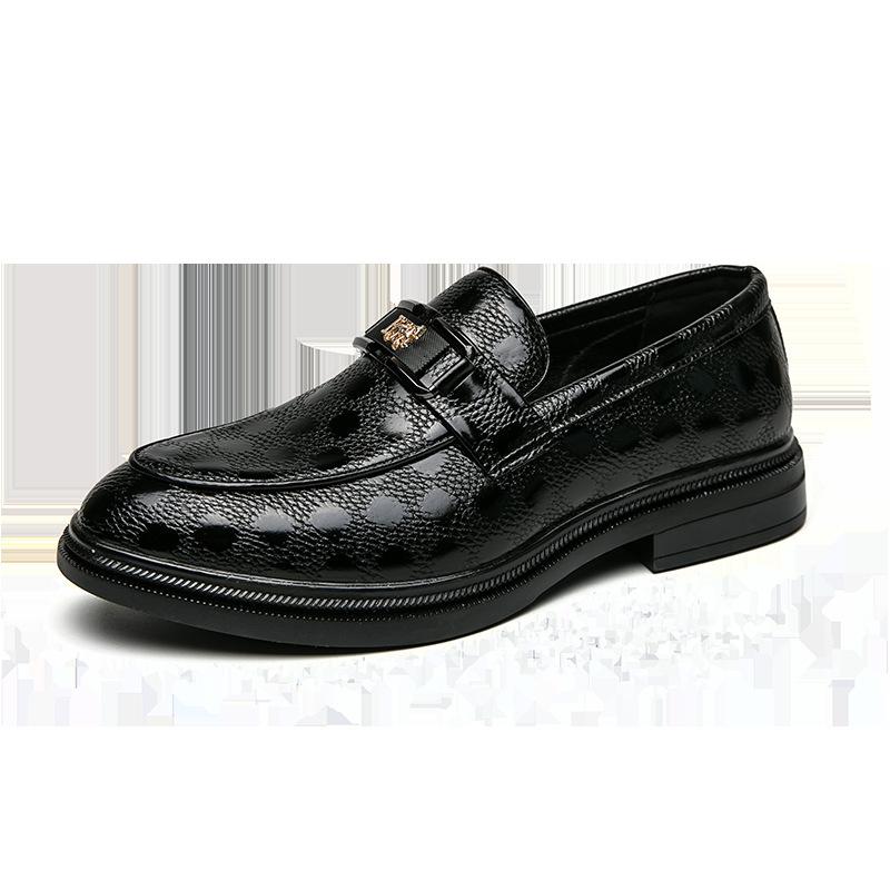 

Leather shoes men s summer 2025 business formal wear young people breathable pointed head height increase thin casual men s shoes 38 чёрный