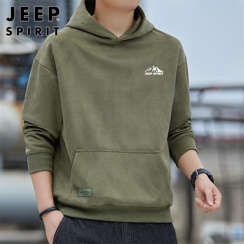 JEEP SPIRIT Men's Spring Loose Hooded Sweatshirt