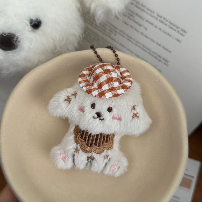 ZZ Cute Cartoon Glasses Hat Dog Plush Keychain Kawaii Puppy Backpack Pendant Keychain Stuffed Doll Toys Charms Accessories Gifts