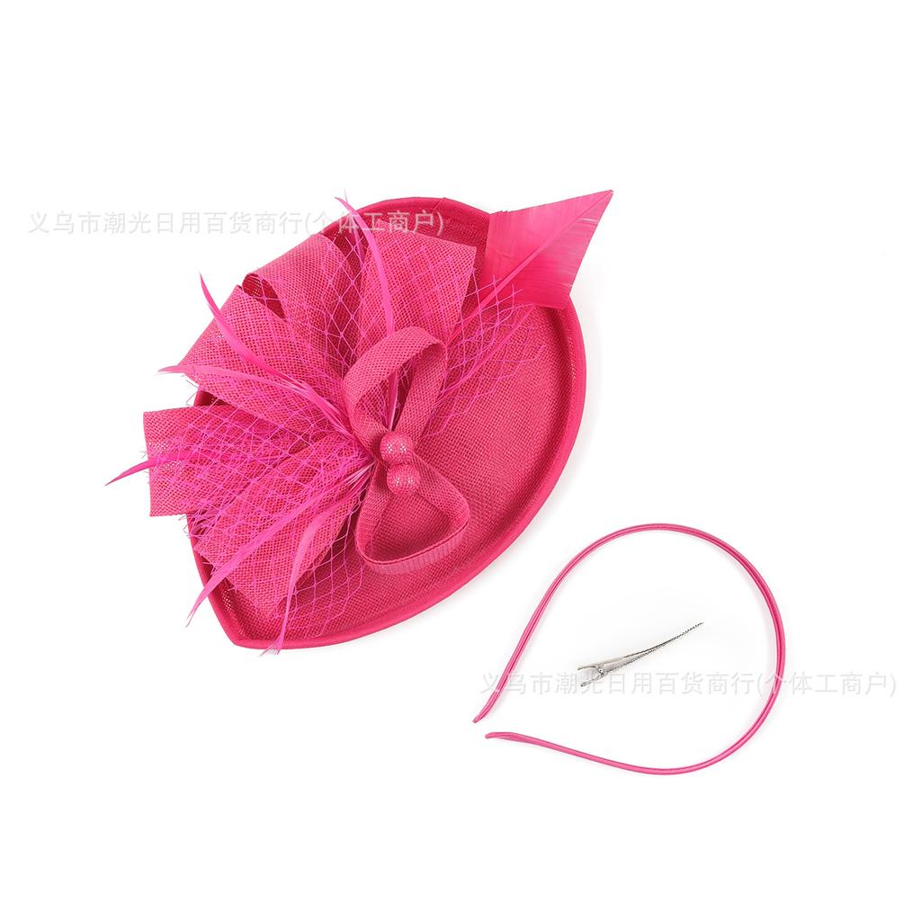 European and American brides imitation hemp yarn head flower racing horse festival ball retro feather headdress dinner dress cheongsam accessories