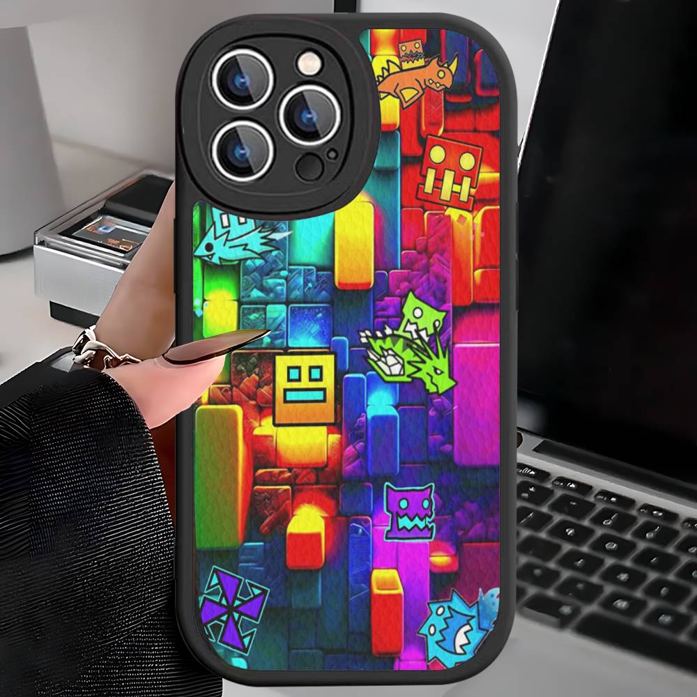 

Чехол для телефона Geometry Dash Для IPhone 16 15 14 13 12 11 Pro Max Plus Кожаный Мягкий Чехол iphone 11