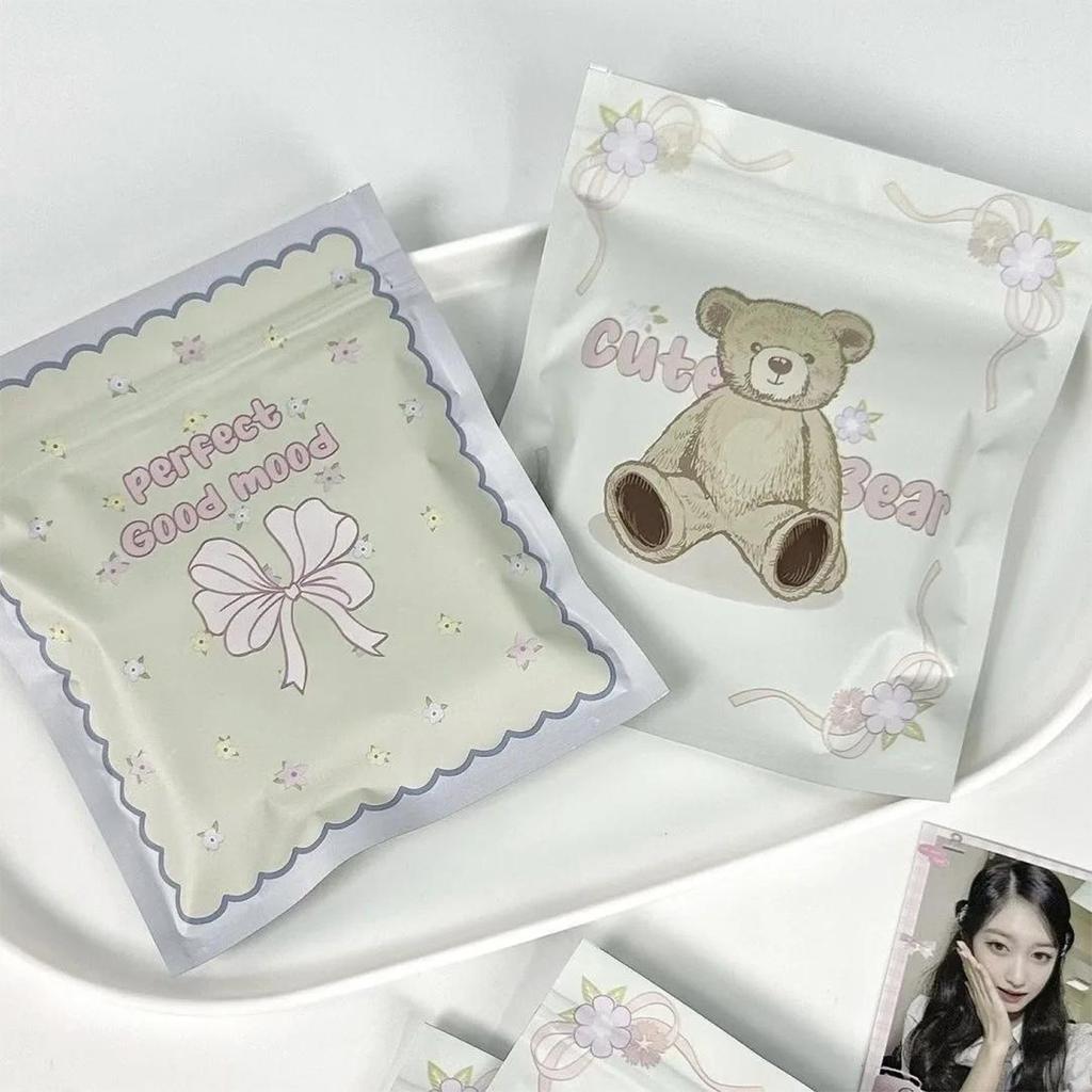 20Pcs Cute Fairy Bear Bow Matte Ziplock Bag Girl Gifts Kpop Photocard Packaging Homemade Blind Bag Material Girls Desk Organizer