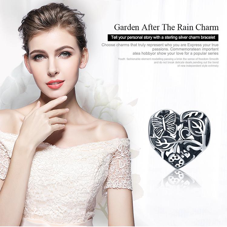 BAMOER Authentic 100% 925 Sterling Silver Butterfly Garden Beads Charms fit Original Charm Bracelet