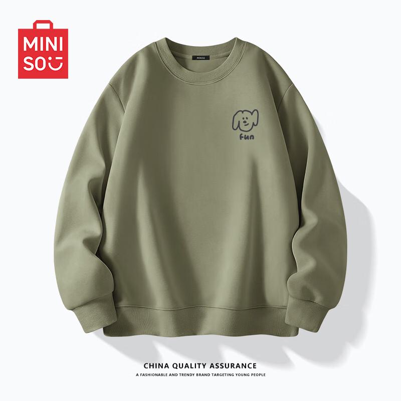 

Miniso Men s Loose Fit Round Neck Sweatshirt with Dog Patch XL