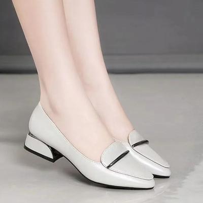 Fashion With Medium Heels Square Moccasins Women's Shoes Pointed Toe Ladies Pumps Young Luxury Brand Chic Point Stylish Summer 2025 Shoe