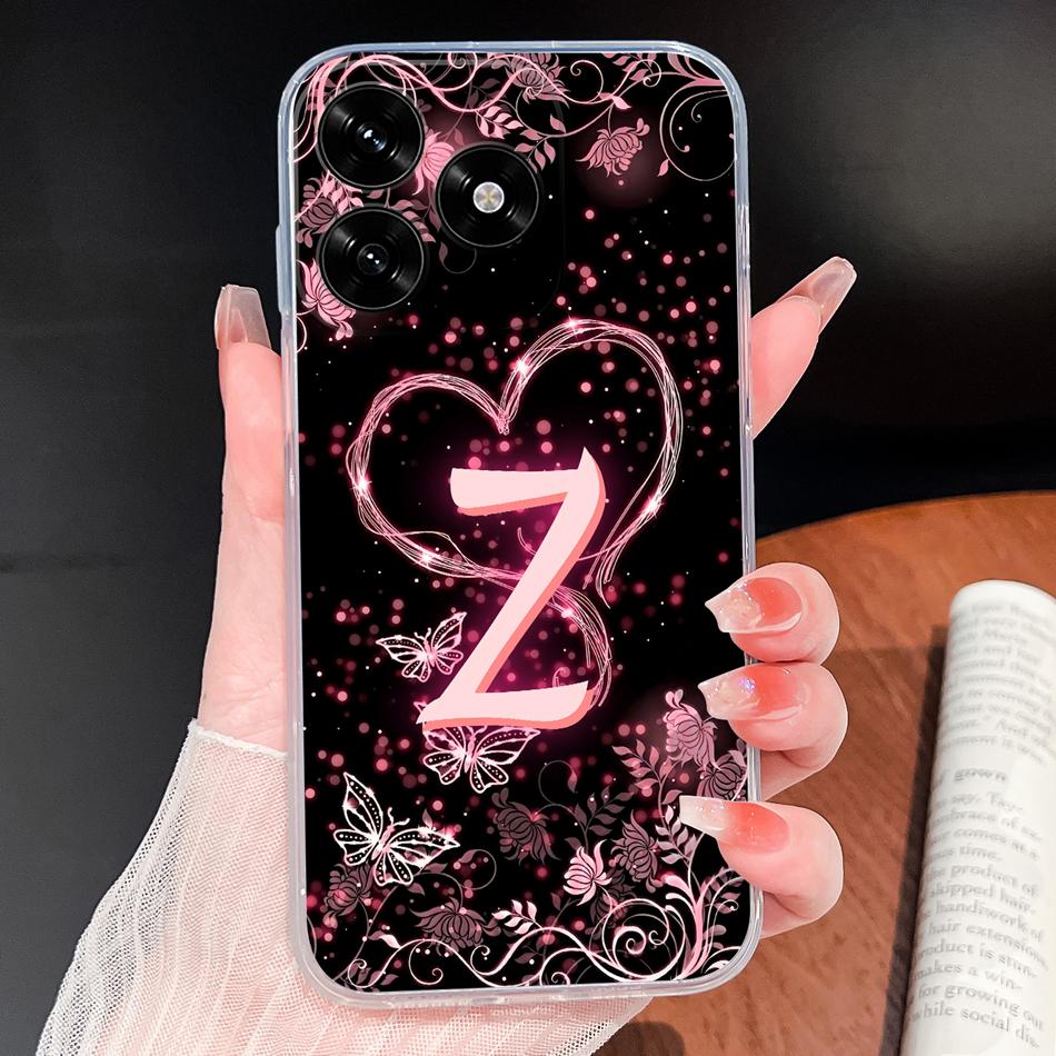 For Honor Play 10A 10T 9A 7T Phone Case Pink Heart Letters Soft Clear TPU Silicone Cover For Honor Play10 A 9 A Lightweight Capa