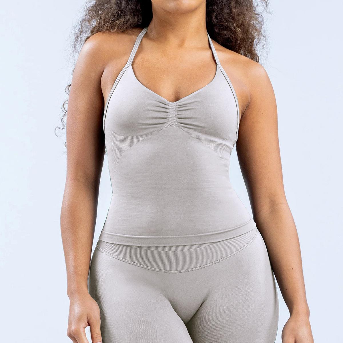 

Новый бесшовный спортивный топ-майка с нагрудными подушечками, красивая спинка, фитнес- и йога-майка для женщин XL