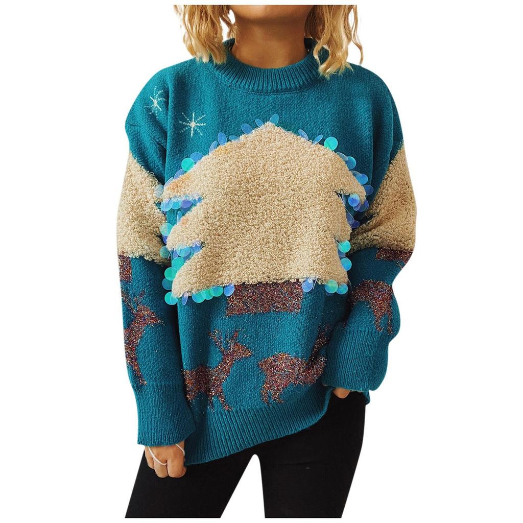 Women's Autumn/Winter Fashion Christmas Sweater Round Neck Long Seeve Sweater