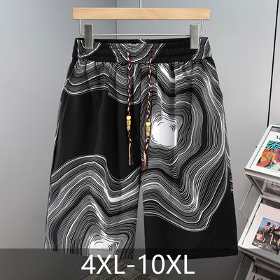 Men's Plus Size Abstract Print Elastic Waist Casual Shorts (4XL-10XL)
