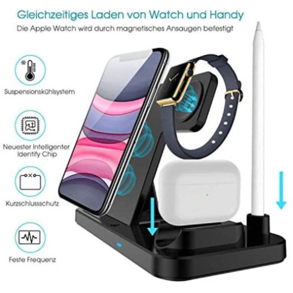 4-in-1 Fast Charger Qi Wireless Charging Station for Samsung iWatch iPhone Pencil