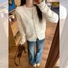White Lazy Zipper Cardigan Jacket Women's Autumn and Winter Wear Top Loose Design Knitted Sweater