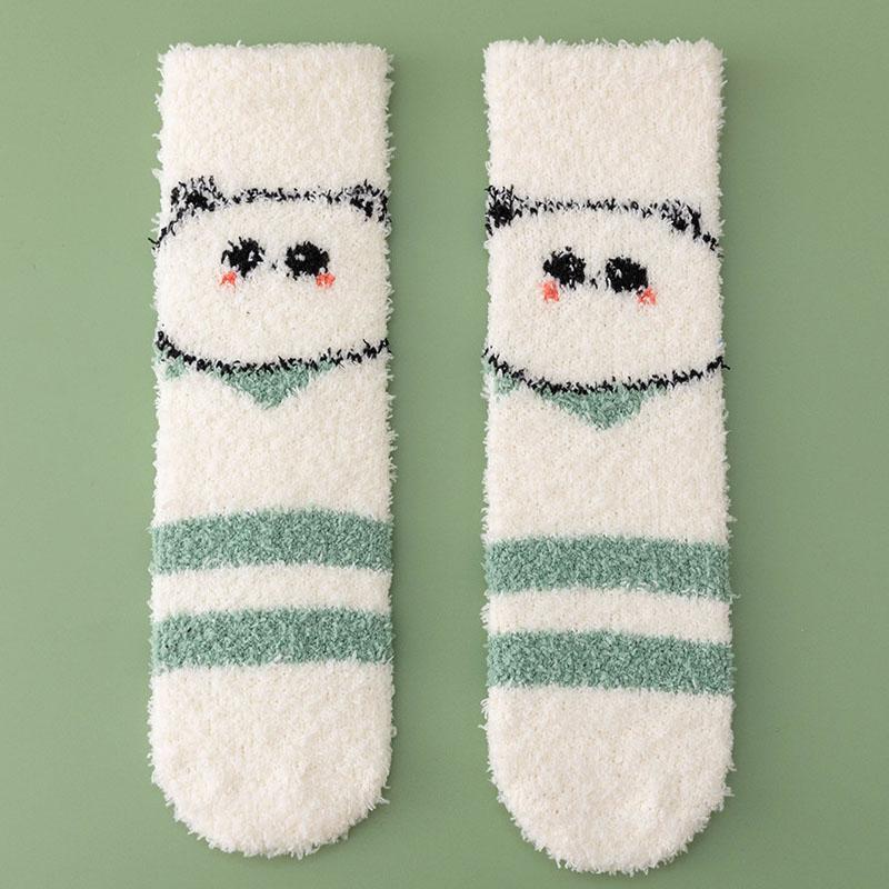 3Pairs/lot Women Socks Winter Cute Panda Coral Fleece Fuzzy Socks FemaleThickened Socks For Girl