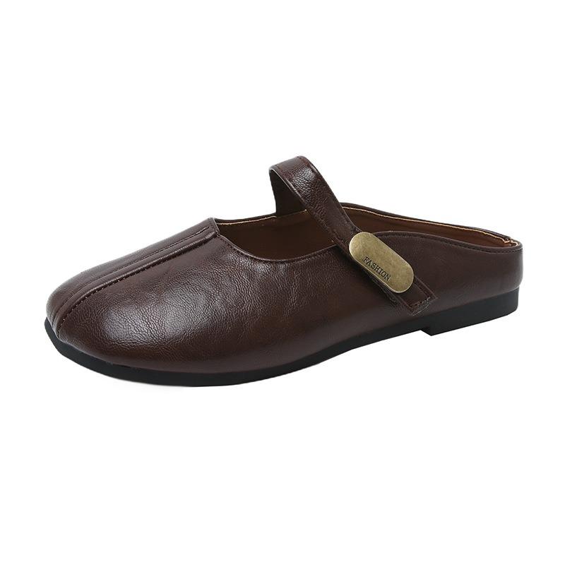 Baotou half slippers women's one pedal summer new outer wear one pedal Mary Jane women's shoes