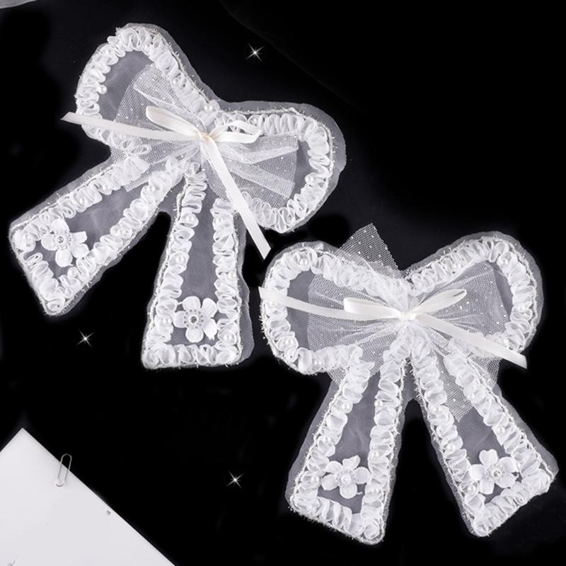 Bows Patches Lace Bows Decorative Patches Bows Sew On Applique Bowknot Embroidered Patches for Clothes Brooch Hairclip
