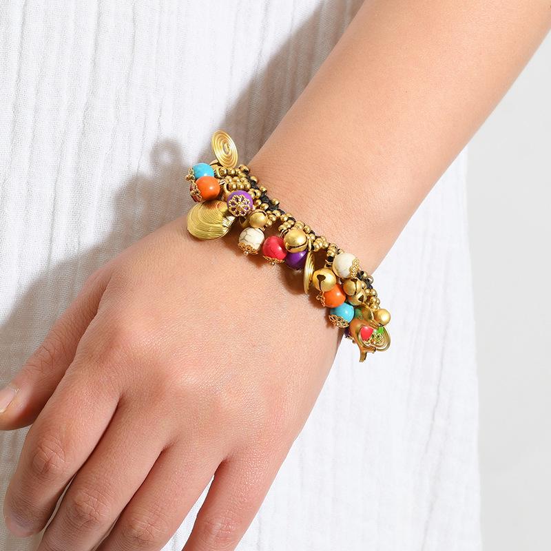 Handwoven Bohemian Bell Bracelet Vintage Vacation Niche Personality Exotic Female Hand Rope Accessories