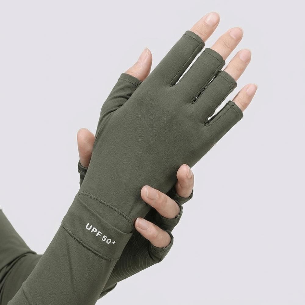 Non-slip Long Sleeve Solid Color Sunscreen Sleeve Gloves Simple Ice Silk Arm Sleeve  Riding