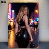 D Flat  Pc Sign Featuring a Fashionable Woman On a Nighttime Street Suitable for Cottage Decor Festive Parties And Home Wa