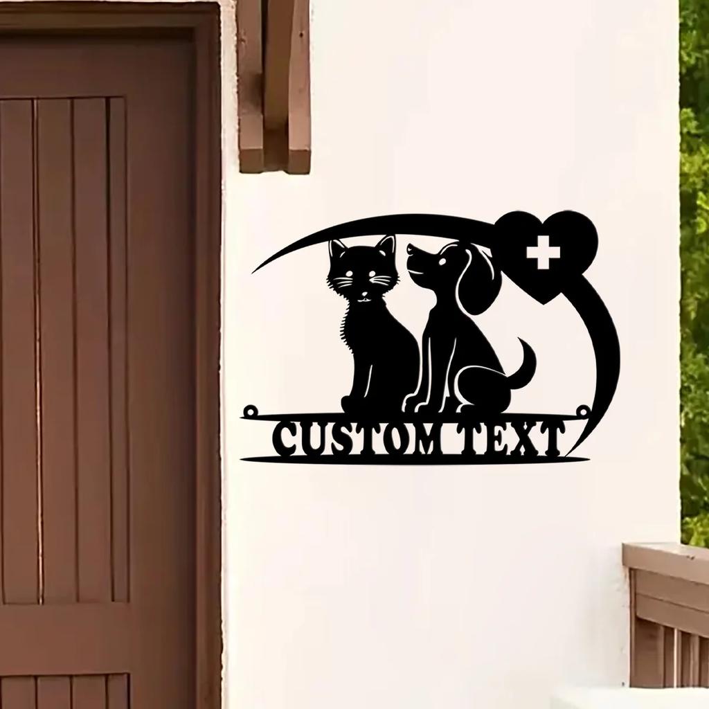 Personalized Pet Metal Wall Art, Veterinarian Gift Sign Home Decor, Custom Dog Name Tin Sign