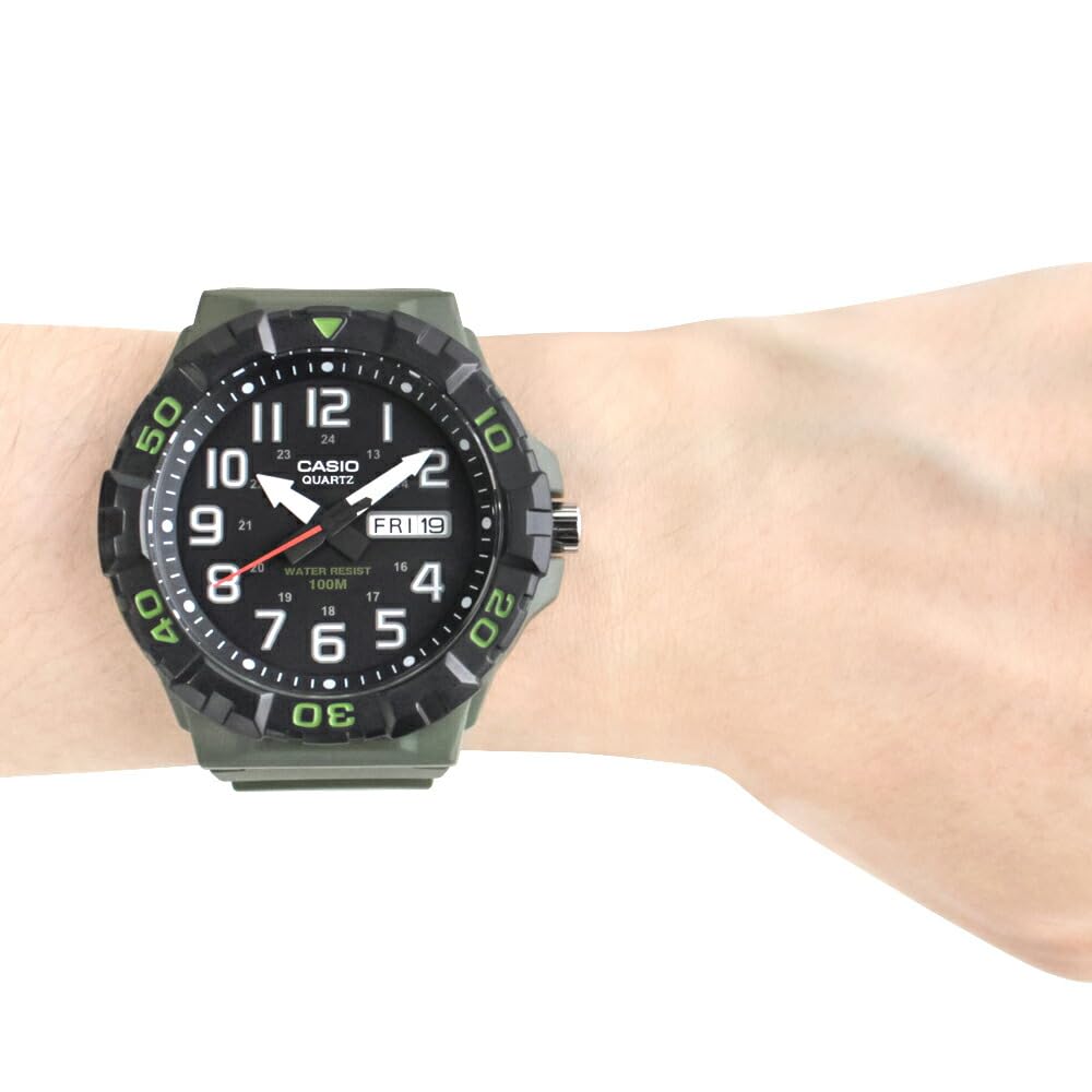 Casio Casio Standard Cheap Casio Watch Waterproof Quartz Analog Resin Green Black Men's 3-Hand MRW-210H-3A [Used]