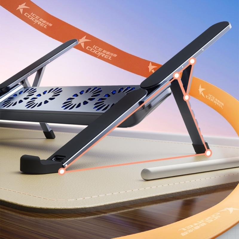 Portable Multiple Angled Laptop Coolers Silents Cooling Fan Foldable Tablets Holder For 10-17inch Devices