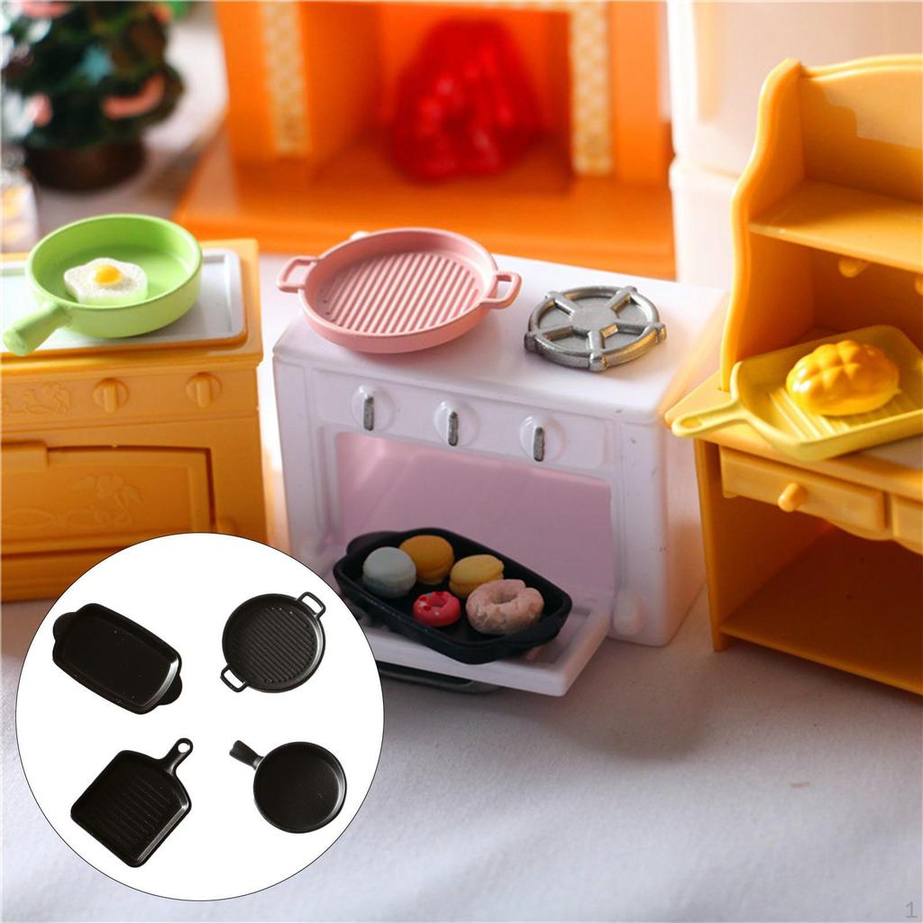 4 Pcs Dollhouse Chen Utensils Oven Plate Models Tableware Miniature Cooking Scene Accessory