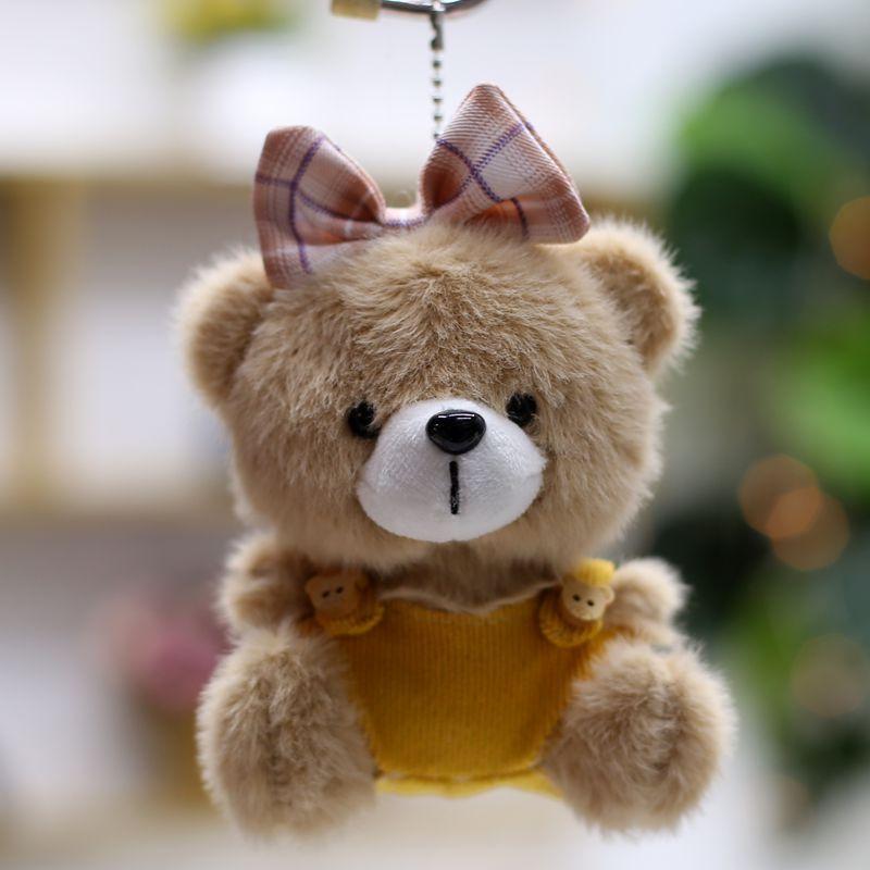 Neuer Niedlicher Plüsch Overall Bär Plüschtier Puppe Kreativer Auto Schlüsselanhänger Schüler Schultasche Hängedekoration