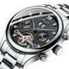Ai Lang Hollow Tourbillon Watch Men'S Fully Automatic Mechanical Men'S Watch Multifunctional Stainless Steel Waterproof Waterproof Watch Men'S