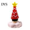 Glass Christmas Tree Ornaments Handmade Ornament with Star Top And Colorful Bead Details, Crystal Holiday Decor Desktop Rotating Figurine for