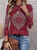 Women's T-Shirts Spring Autumn Bohemian Style Fashion Casual Vintage Pattern Female Long Sleeve T-Shirt Loose Womens Clothing